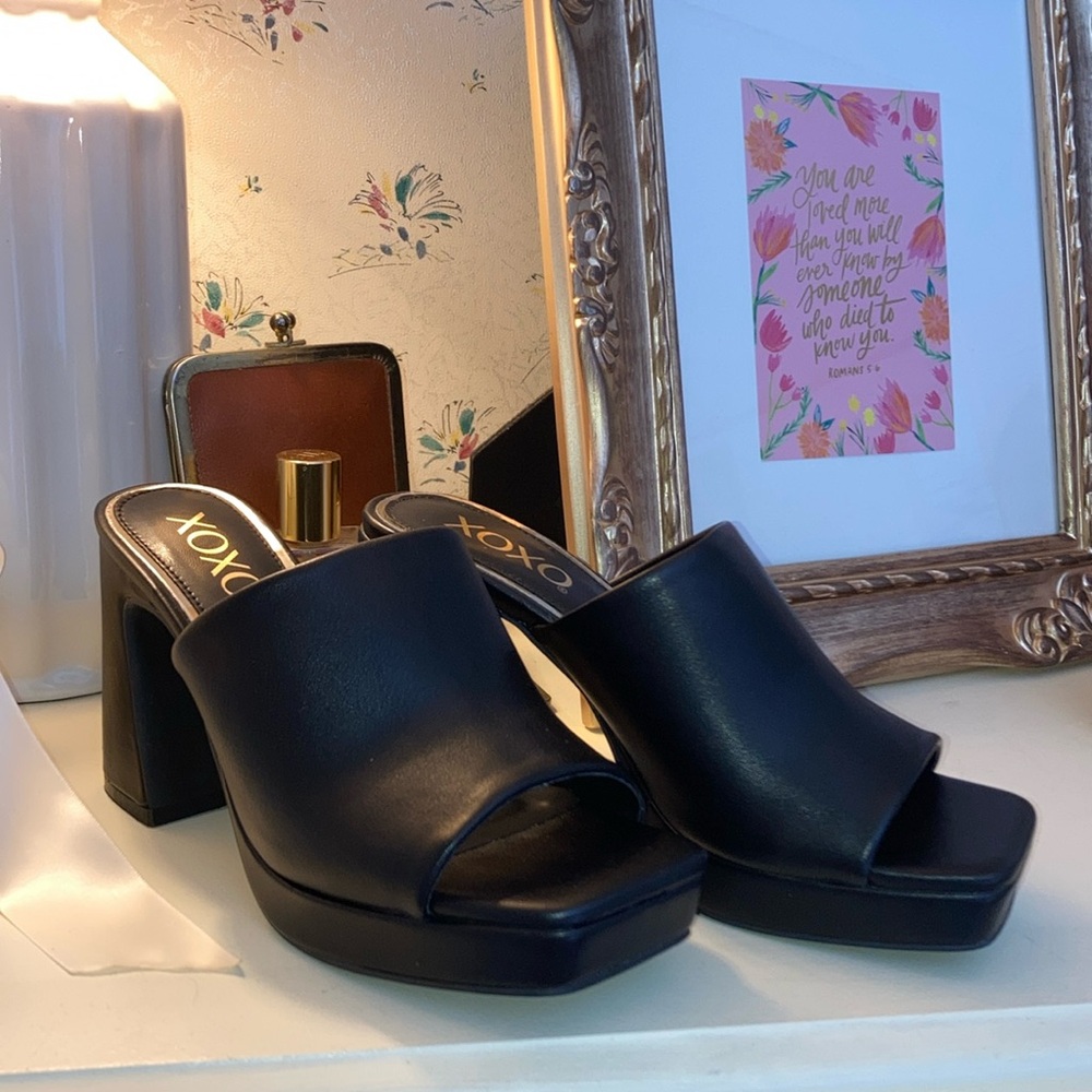 Black Square Toe Heels